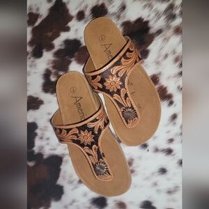 Women's Floral Tan Sandals